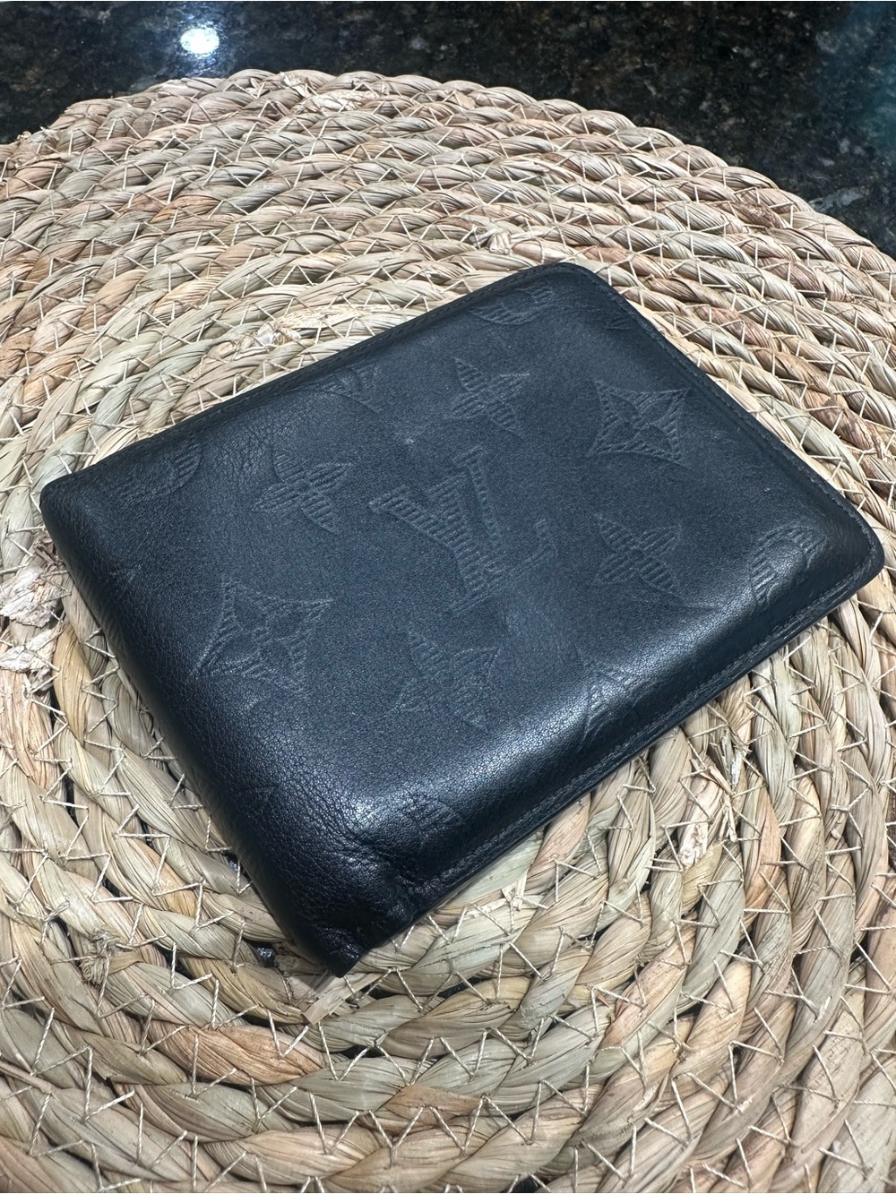 Louis Vuitton Black Embossed Monogram Leather Wallet